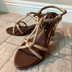 Elegant Champagne Shimmer Strappy Sandals